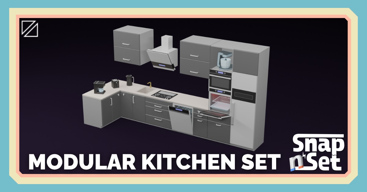 Kitchen Unity Box Modular Kitchen Set - SnapNSet - Low Poly Assets | 3D Props | Unity ...