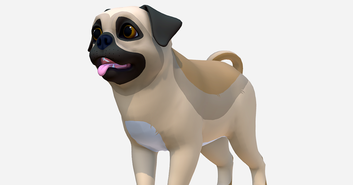 Unity Chain Dog Cartoon Dog - Pug | キャラクター | Unity Asset Store