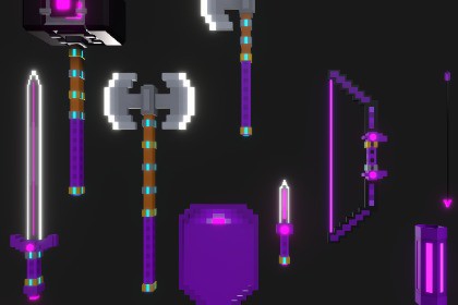 Stylized Voxel Medieval Weapons Pack