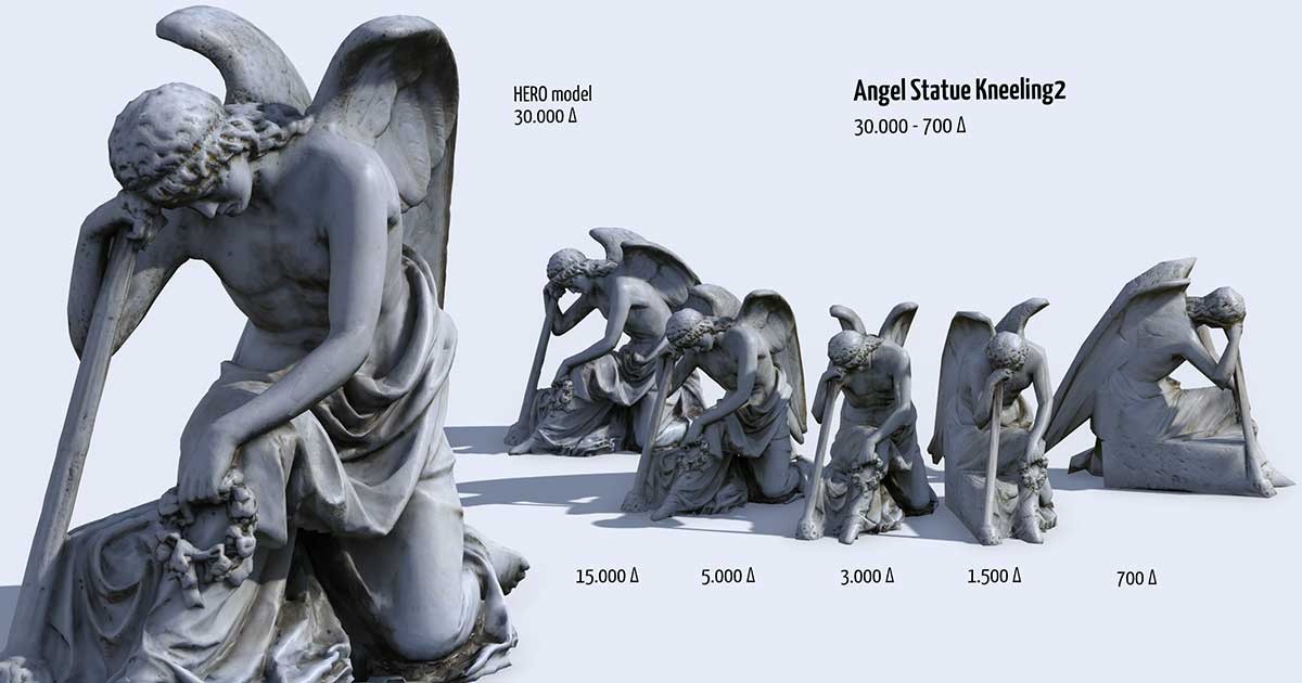 Angel Statue Kneeling 2 HD | 3D Props | Unity Asset Store