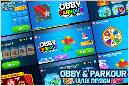 Obby & Parkour Game UI Kit – Platformer HUD for Mobile & PC