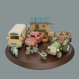 Low Poly Cozy Village Vehicles Pack