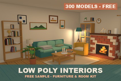 DOLLHOUSE - FREE - Modular Low Poly Interiors: Furniture & Room Kit