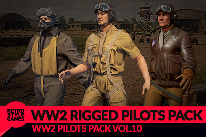 WW2 Pilots Bundle - 7 Rigged Airmen Character Pack