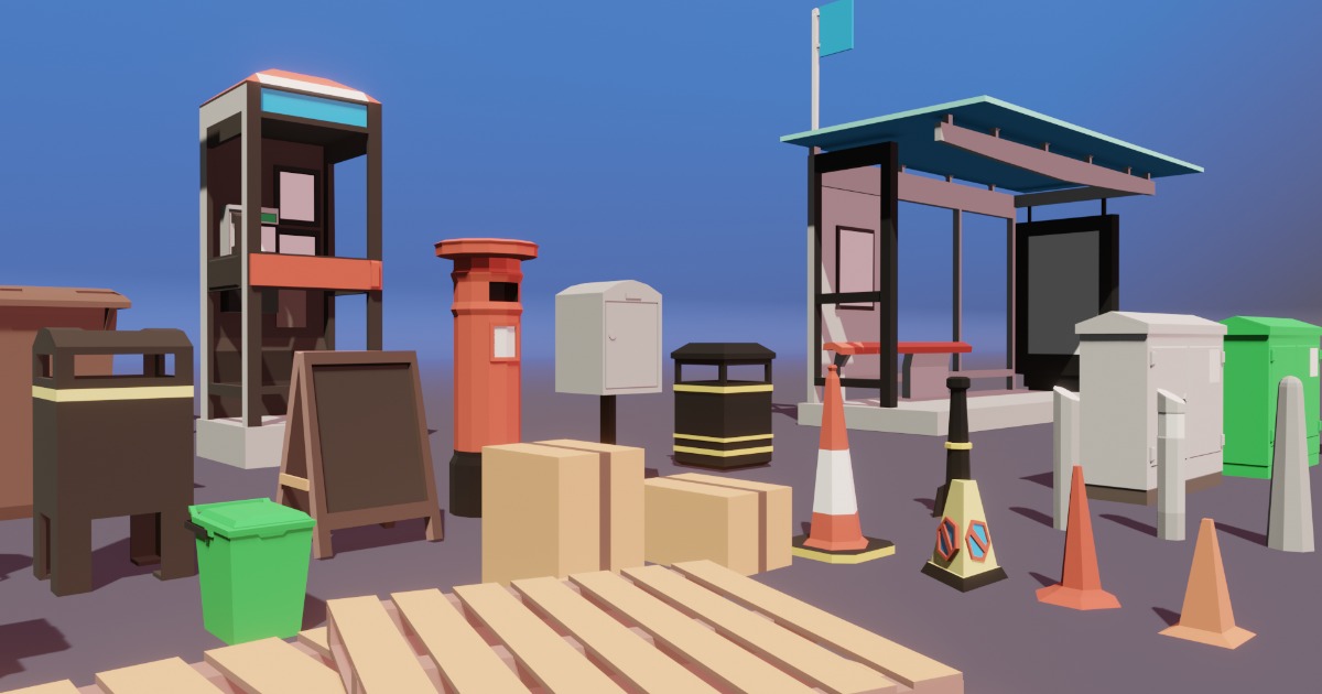 3D Game Objects - Low Poly City Objects Pack | 3D Exterior | Unity ...