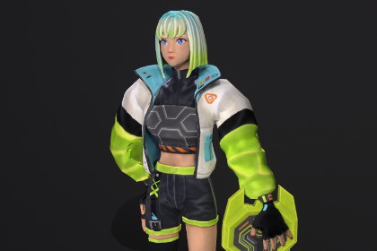 Character rigged cartoon - Techwear woman