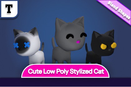 Cute Low Poly Animated Cats Pack