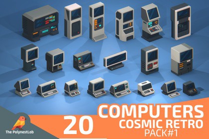 Low Poly Sci-Fi Computer Pack Vol. 1 - 20 Retro Consoles