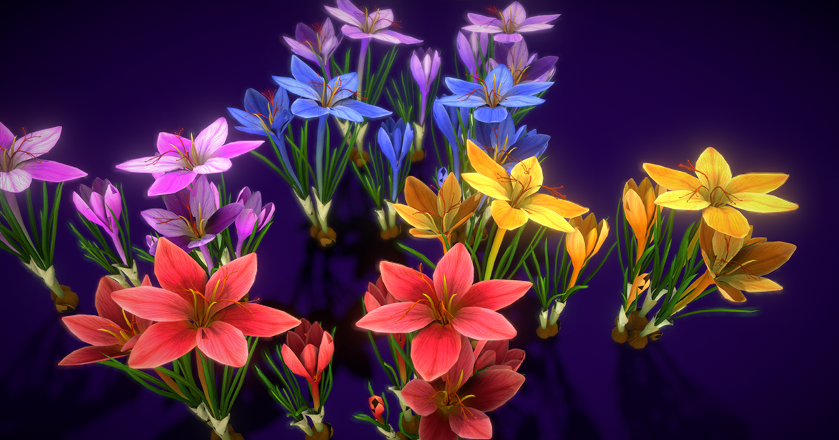 Unity Flowers Flower Showy Autumn Crocus | 3D Flowers | Unity Asset Store
