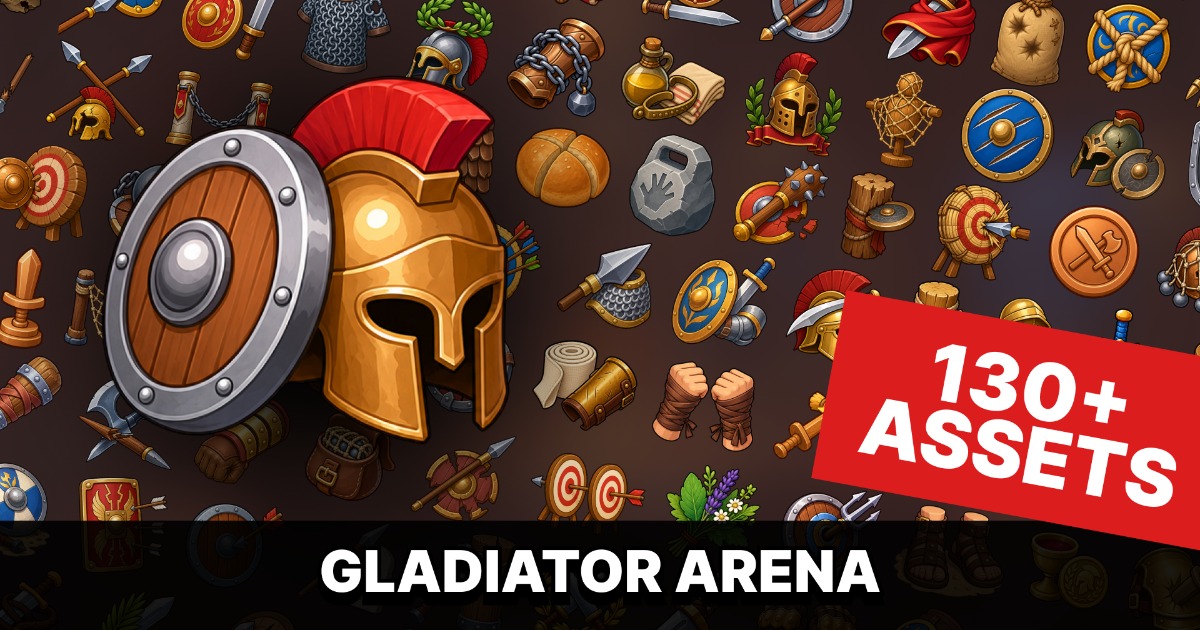 Roman Gladiator Arena Combat Weapons Armor Training Icons Pack
