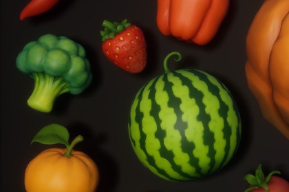 3D Cartoon Fruits and Vegetables