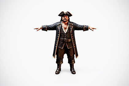 Rigged Pirate Captain NPC Game-Ready 3D Character