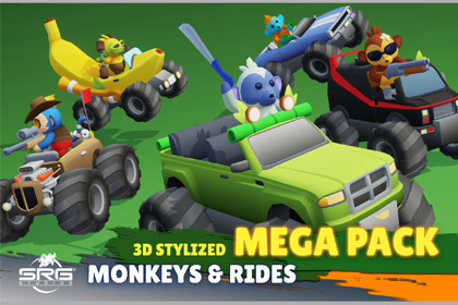 Stylized Monkeys & Rides - 3D Assets Mega Pack