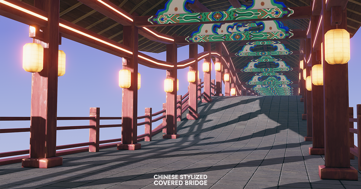 Chinese Stylized Covered Bridge | 3D Environments | Unity Asset Store