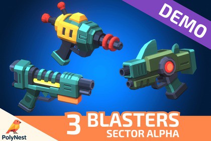 FREE: Sci-Fi Low Poly Energy Blasters Sector Alpha | Cosmic Retro