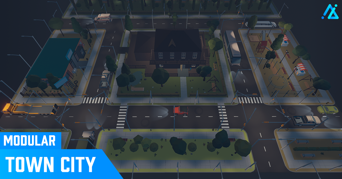 Unity Rural Town Map POLY - Town City Modular (SRP, URP, HDRP) | 3D Environments | Unity ...