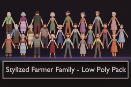 Stylized Farmer Family - Low Poly Pack