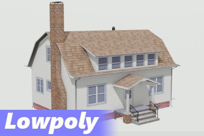 Lowpoly Ordinary American House. Type E