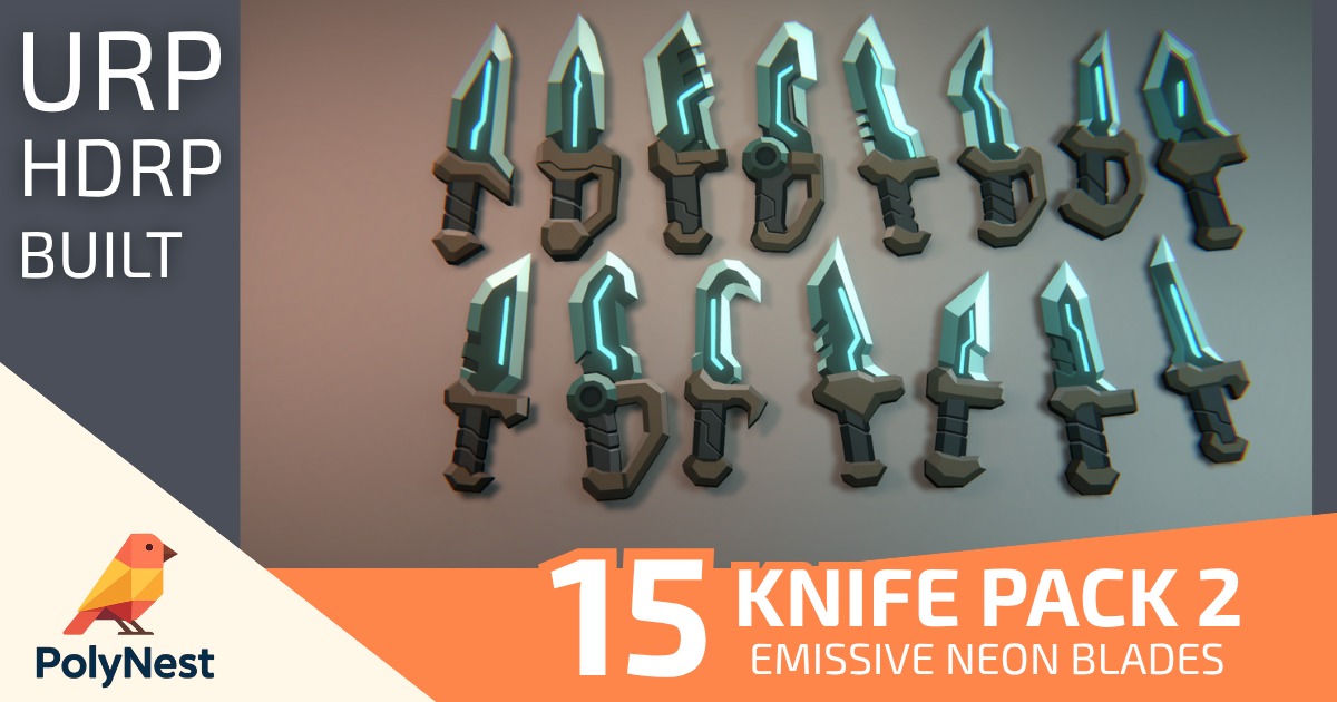 Knife Pack Vol. 2 – Neon Sci-Fi Blades | 3D Weapons | Unity Asset Store