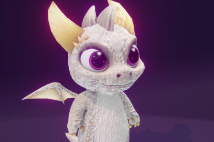 Cartoon White Dragon 3D Model (Low-Poly, Game-Ready, Animated, Built-In)