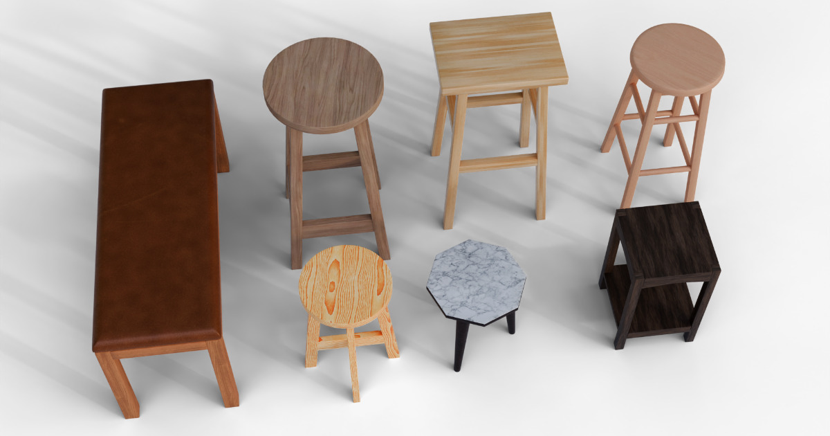 7 Low Poly Stool & Bench Pack | 3D Furniture | Unity Asset Store