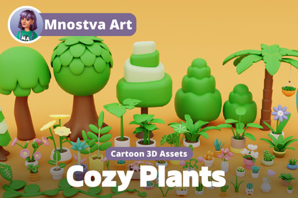 Cozy Cartoon Plants – 530 Stylized Plants, Flowers, Cactus and Garden Props