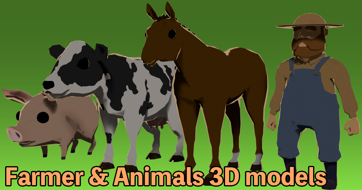 Farmer & Animals 3D models | 3D Characters | Unity Asset Store