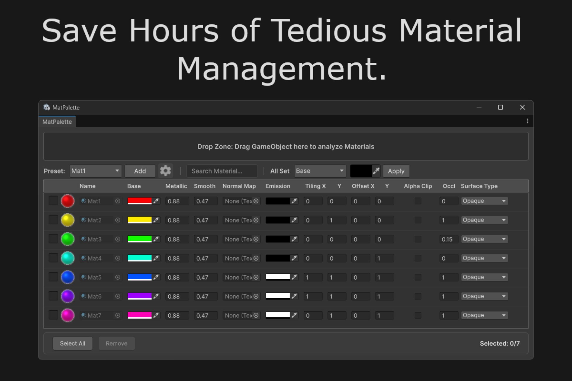 MatPalette Pro - Material Editor | Utilities Tools | Unity Asset Store