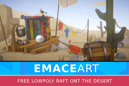 Free Low Poly - Raft on the desert