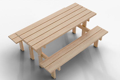 Wooden Picnic Table with Benches