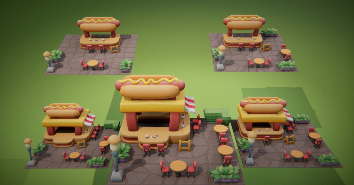 HotDog Building Level Up - 5 Levels | 3D Props | Unity Asset Store