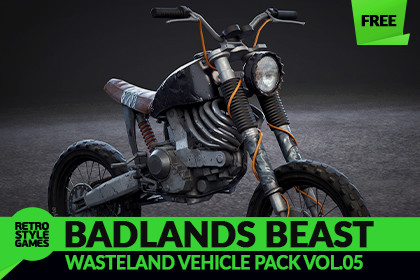 Post Apocalyptic Motorcycle 3D Model Rigged Off Road