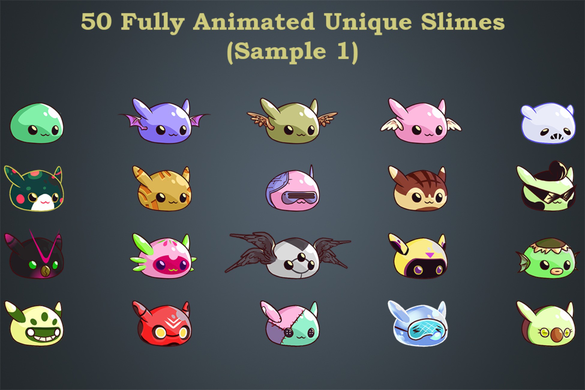50 Slimes Fully Animated | 2D Characters | Unity Asset Store