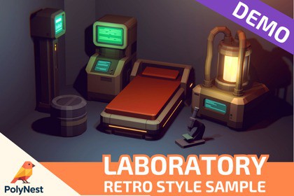 FREE Demo: Low Poly Sci-Fi Laboratory Retro Style Sample