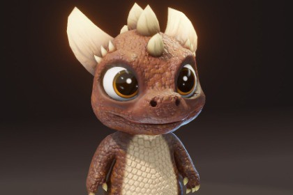 Cartoon Brown Dinosaur 3D Model (Low-Poly, Game-Ready, Animated, Built-In)