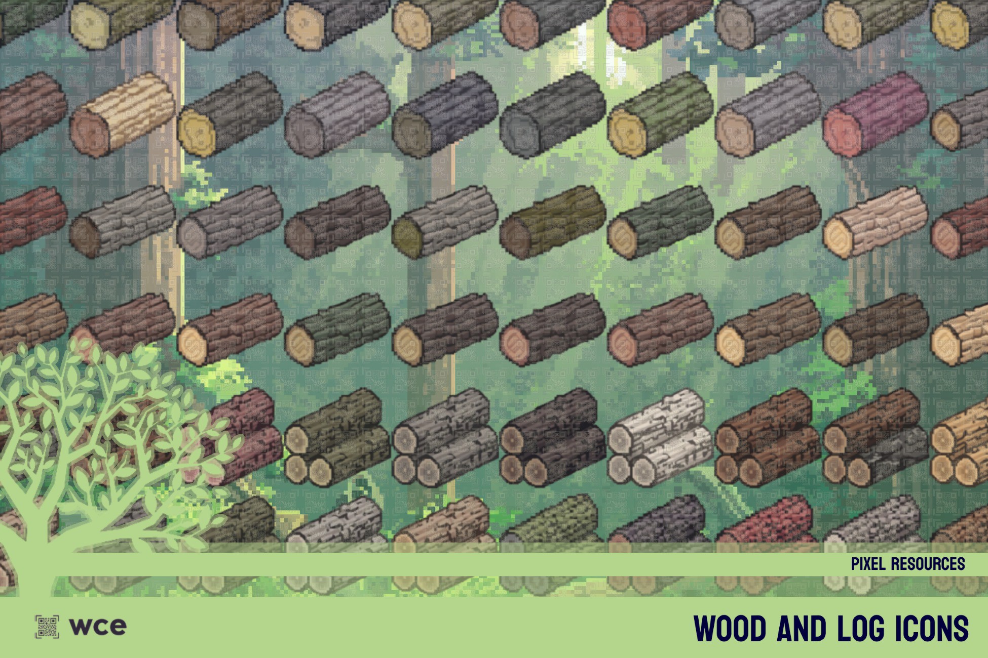 Wood and Log Icons - Lumber Collection - 2D Pixel Crafting Resources ...