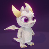 Cartoon White Dragon 3D Model (Low-Poly, Game-Ready, Animated, Built-In)