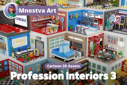 Cozy Cartoon Profession Rooms Interior 3
