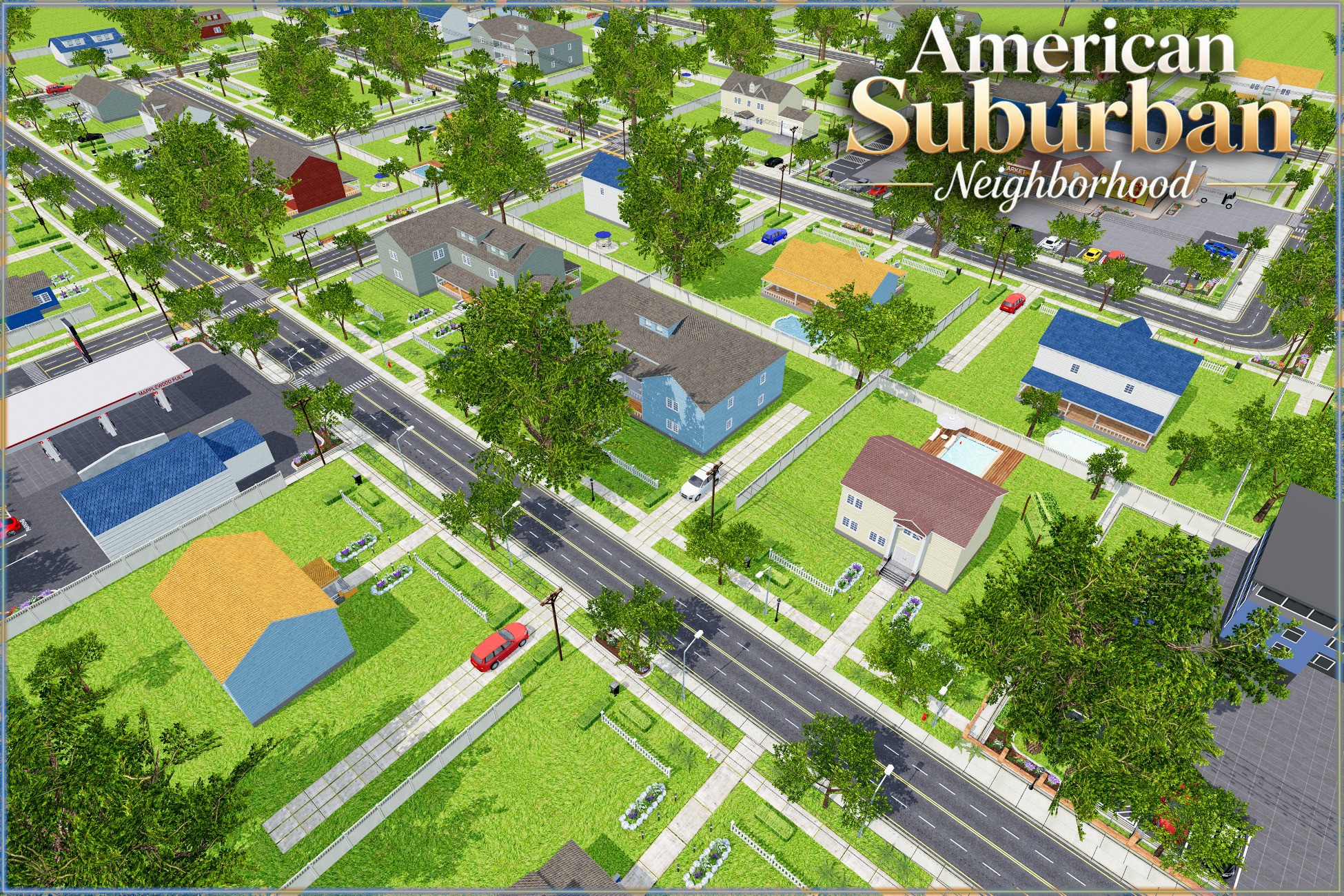 American Suburban Neighborhood – Modular Houses, Interiors & Mobile Optimized