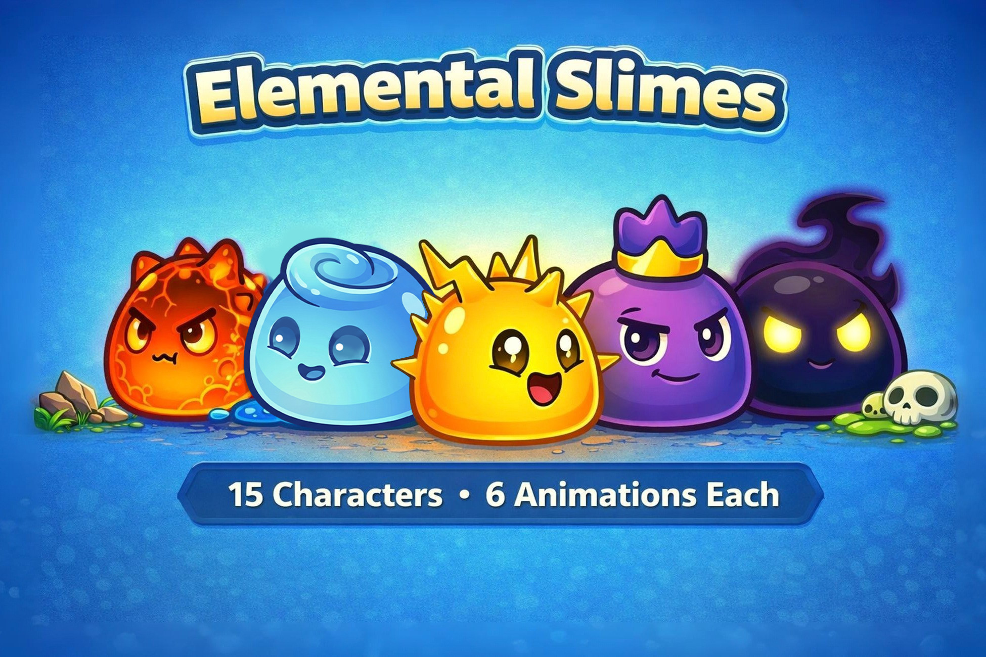 15 Elemental Slimes 2D Character Pack | 2D Characters | Unity Asset Store