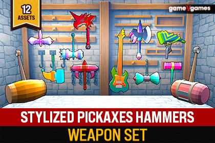 Stylized Pickaxes & Hammers Weapon Set