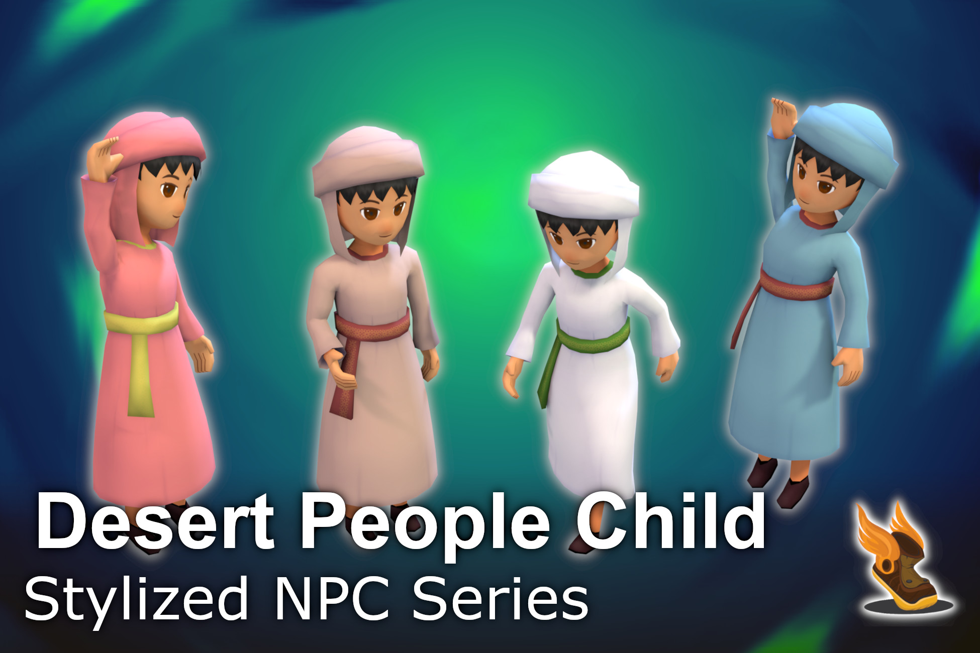 Stylized NPC Desert People Child Characters Unity Asset Store