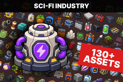 Sci-Fi Industry Mining Weapons Ammunition Base Resources Icons Pack