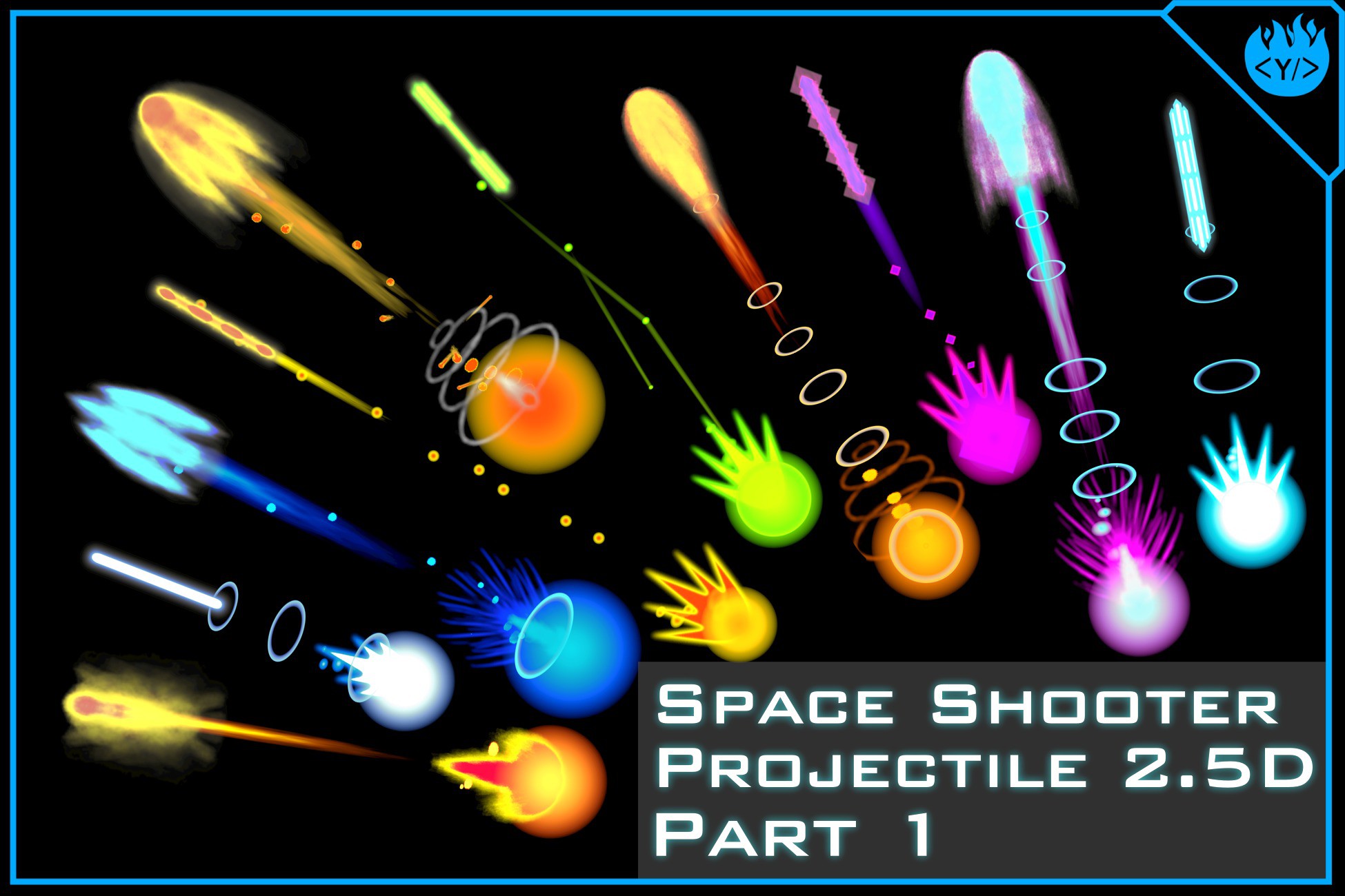 Unity Weapon Projectiles Space Shooter Projectile 2.5D Part 1 Package | VFX 粒子 | Unity Asset Store