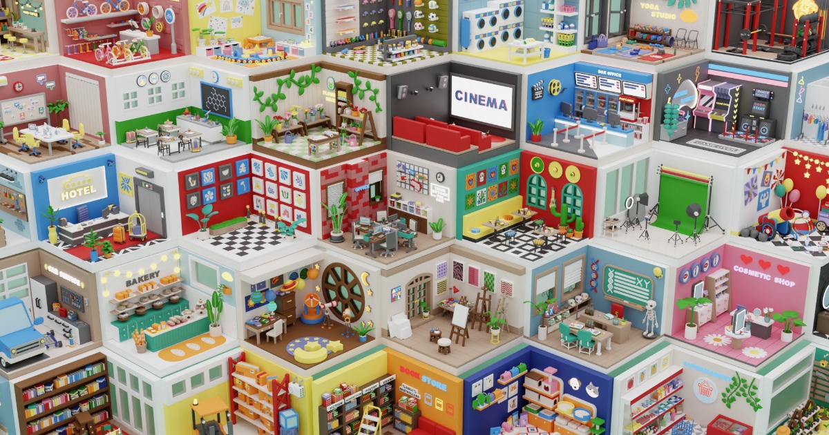 Cozy Cartoon Profession Rooms Interiors Big Pack 2 | 3D Interior ...