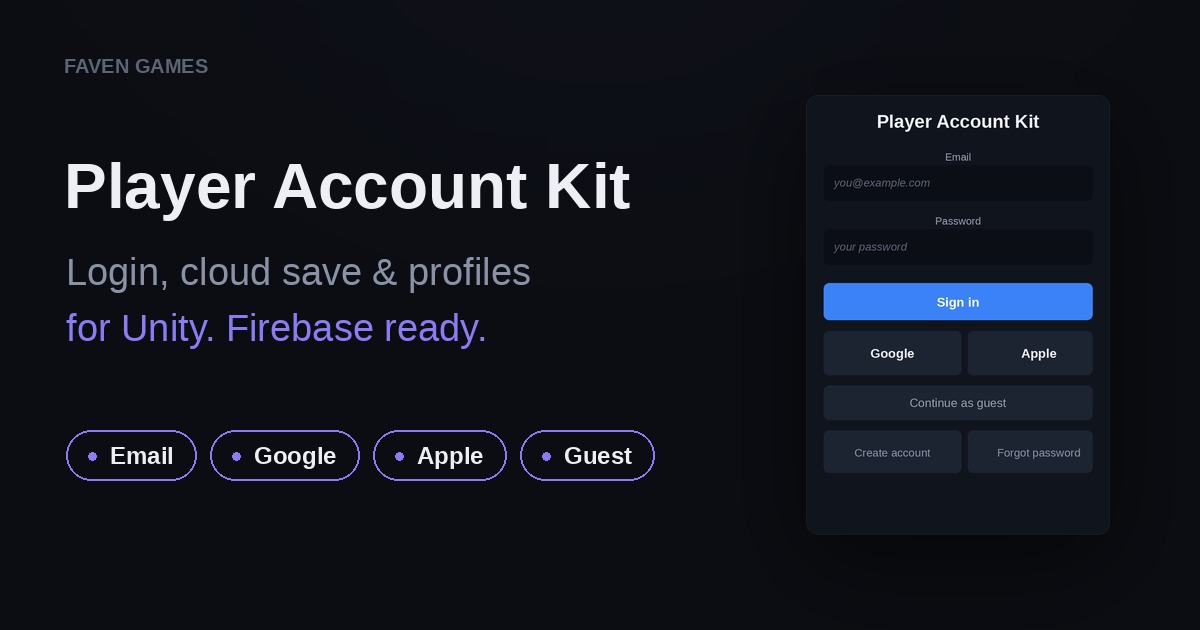 Assets Login Player Account Kit - Login, Cloud Save & Profiles (Firebase Auth ...