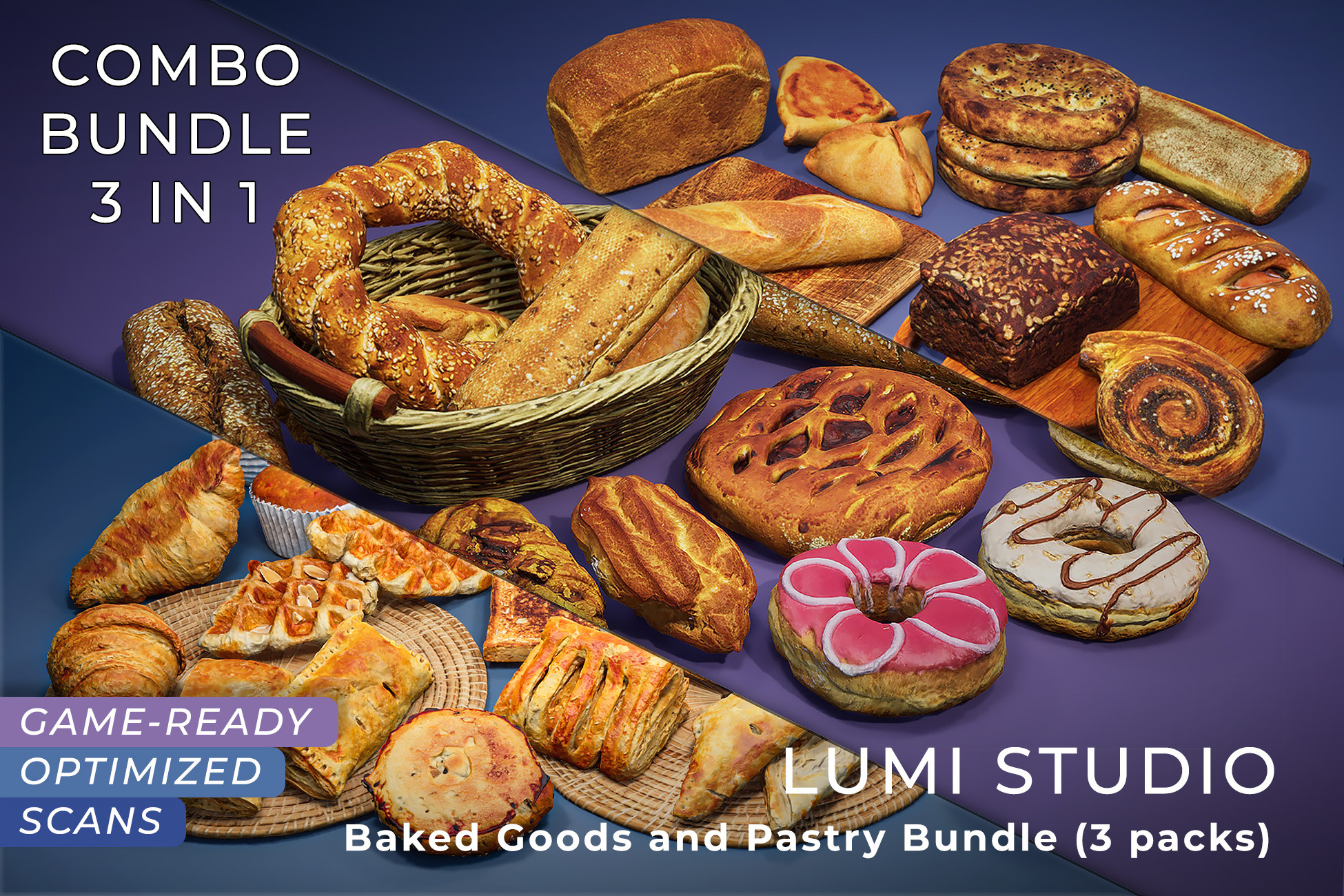 Baked Goods and Pastry Bundle (3 packs) | 3D Food | Unity Asset Store
