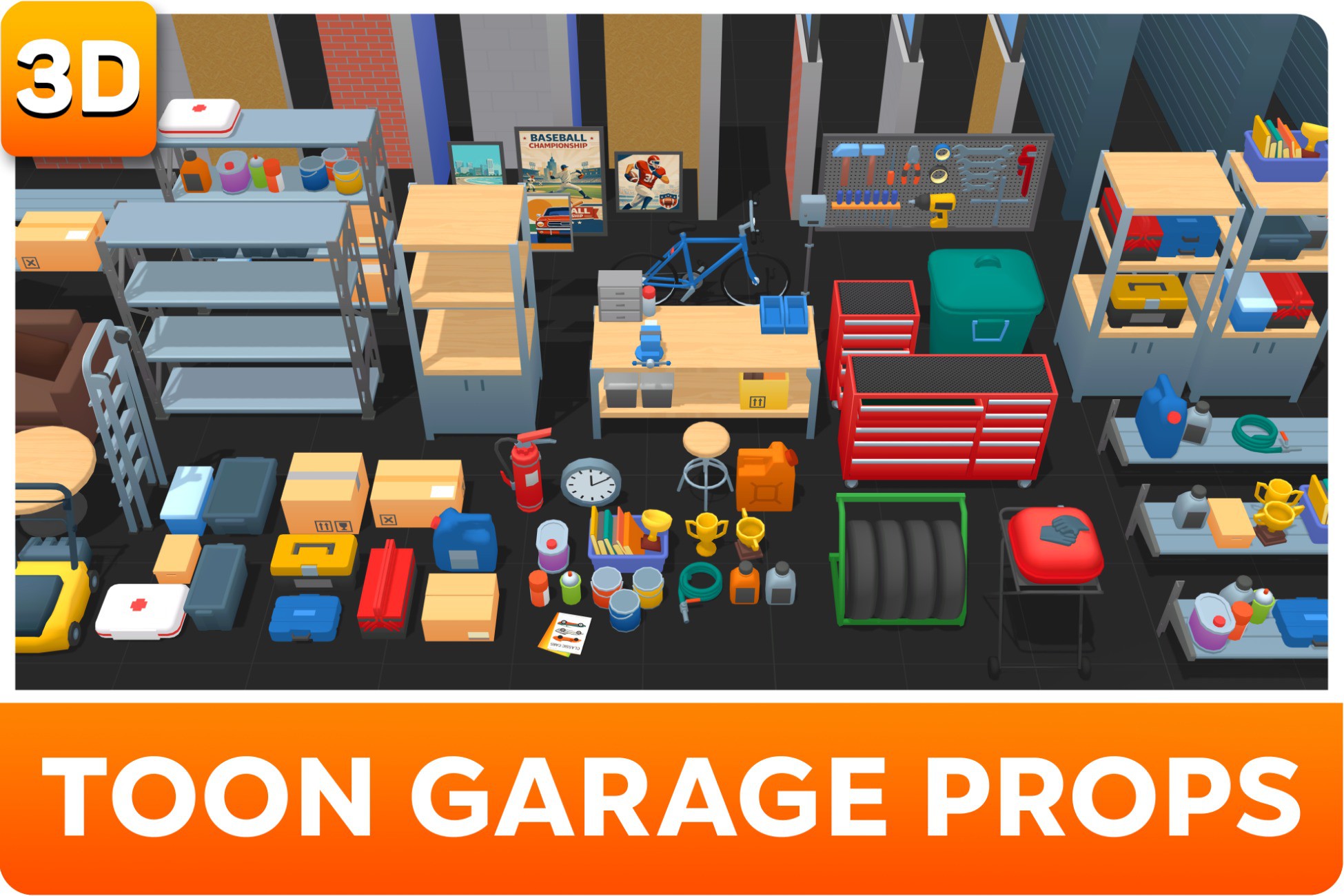 Toon Garage Props | 3D Props | Unity Asset Store