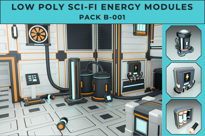 Low Poly Sci-Fi Energy Modules Pack B-001