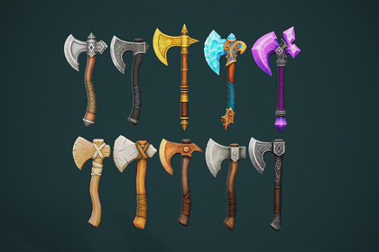 Medieval Axe Set - Game Ready Weapon